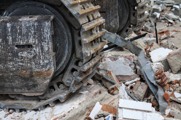 bulldozer over rubbish