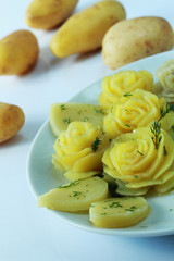 Prepared potato as flower