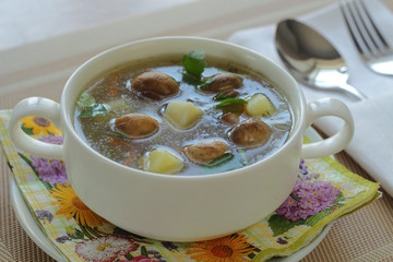Soup with champignons