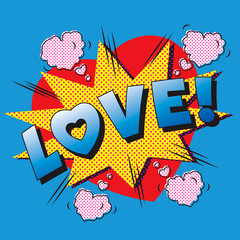 Love cartoon explosion. Falling in love. Love firework.
