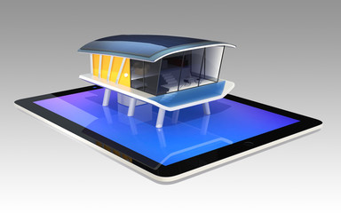 Energy efficient  house on tablet PC