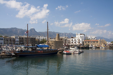 Fototapeta na wymiar View over Kyrenia (Girne) harbour