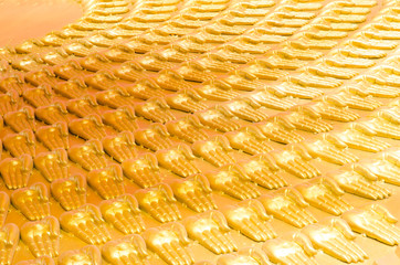 Texture background of Guan Yin with ten thousand hands in temple