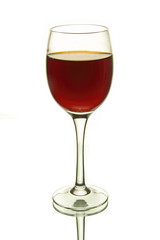 glass of wine on a white background.