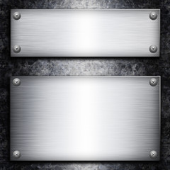 Brushed steel plate over galvanized metall background for your d