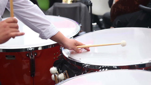 Musician playing the timpani