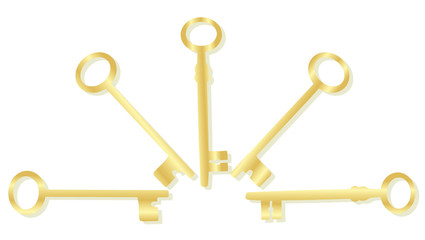 Gold key set vector background concept