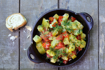 Homemade zucchini and tomato ragout
