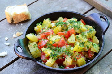 Homemade zucchini and tomato ragout
