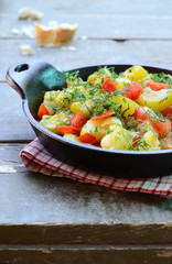 Homemade zucchini and tomato ragout