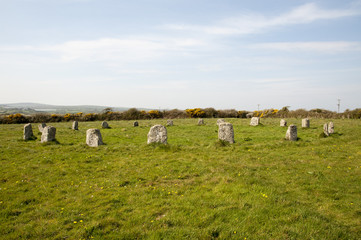 Ancient stone circle at Penwith Cornwall UK