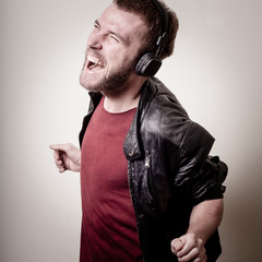 stylish hipster listening to music