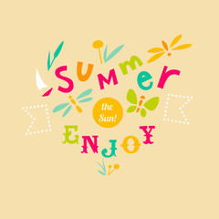 Summer typographic illustration with hand-drawn letters