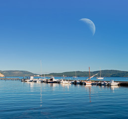 dock and moon