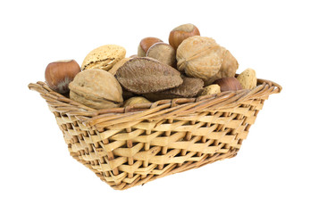 Nuts in wicker basket