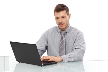 Young man using laptop