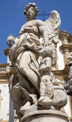 Palermo - Angel statue from baroque column and San Domenic