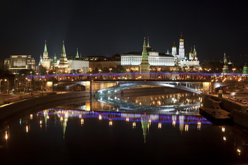 Fototapeta na wymiar Panorama of the Moscow Kremlin at night . Moscow