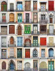Clip-Art with big set of colorful wooden doors in Tallinn