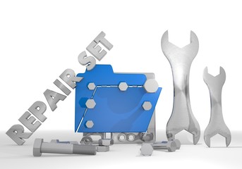 Illustration of a technical mechanic pictogram repair set