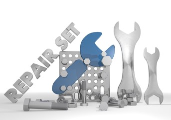 Illustration of a technical mechanic pictogram repair set