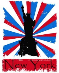 Afwasbaar Fotobehang Doodle Grunge New York illustratie op sunburst background