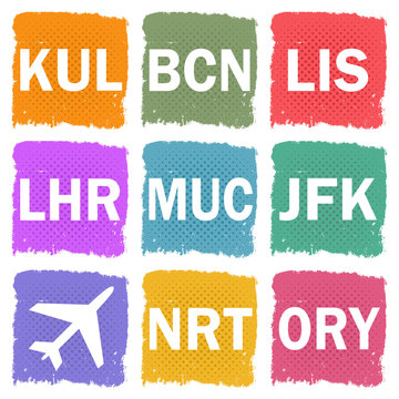 Grunge Illustration Of Airport Codes