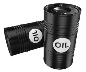 Black oil barrels with clipping path.