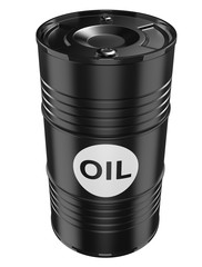 Black single oil barrel. Clipping path available.
