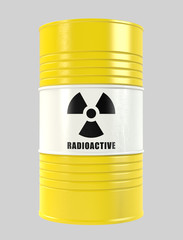 Radioactive waste barrel. clipping path available.