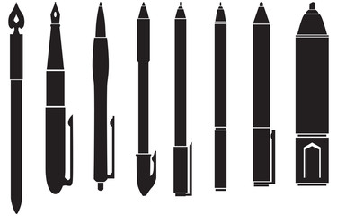 Silhouette of pens