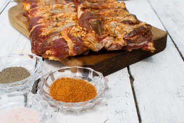 Raw pork ribs