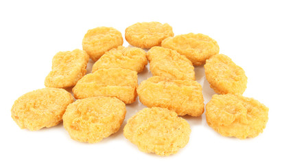 Fried chicken nuggets isolated on white