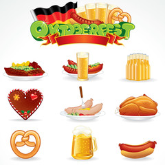 Oktoberfest Food and Drink Icons. Clip Art
