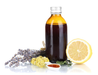 Cough syrup isolated on white