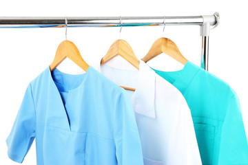 Medical clothing on hunger isolated on white