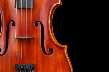 Naklejka premium Classical violin on black background