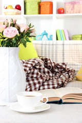 Close up on trendy modern living room