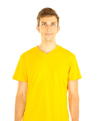Fototapeta premium T-shirt on young man isolated on white