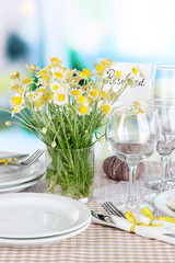 Table setting with chamomiles