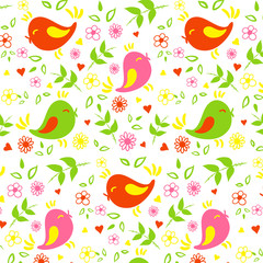 seamless pattern birds and flowers