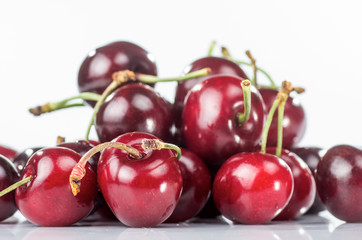 Mountain newly harvested red cherries
