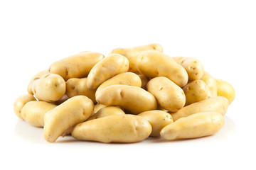 Fresh potatoes on a white background.