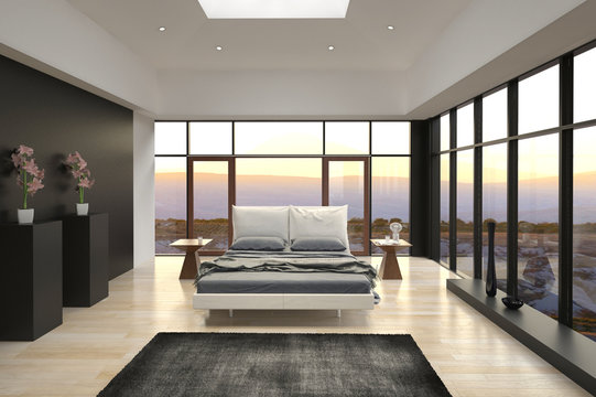 Modern Design Bedroom with landscape view
