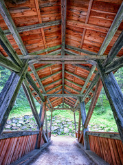 old wooden covered bridge