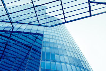 exterior of glass residential building.  Modern glass silhouette