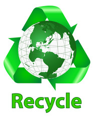 Recycle Symbol And Earth With Word