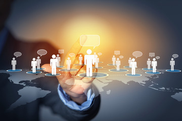 Image of male touching icon of social network