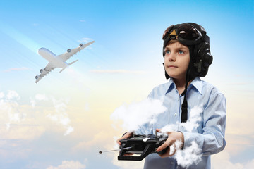 Little boy in pilot's hat