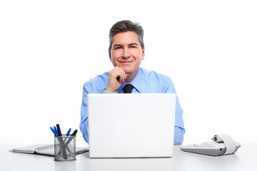 Businessman with laptop computer.